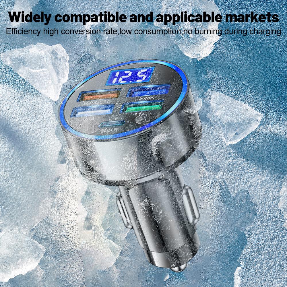 5 портов быстрой зарядки PD QC3.0 USB C 250 Вт светодиодное автомобильное зарядное устройство автомобильное зарядное устройство для телефона адаптер типа C в автомобиле для iphone samsung huawei Xiaomi