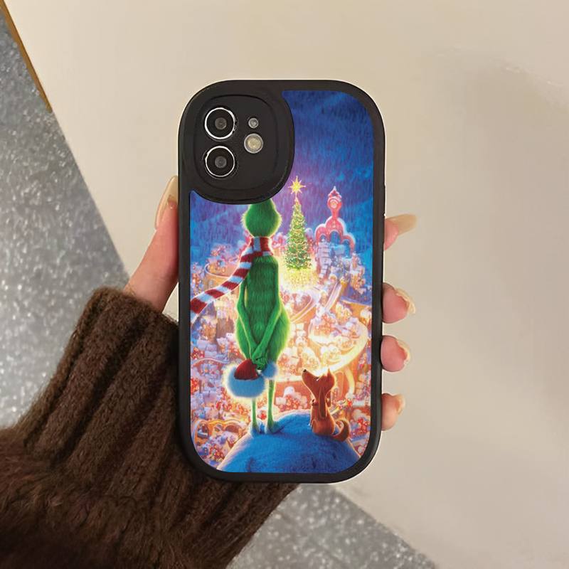 Чехол из твердой кожи с изображением рождественского зеленого монстра для iPhone 13 12 Mini 11 14 Pro Max Xs X Xr 7 8 Plus 6 6s Se 2022, силиконовый чехол