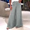 Ladies' Fashionable Loose Solid Color Casual Wide Leg Pocket Straight Leg Pants