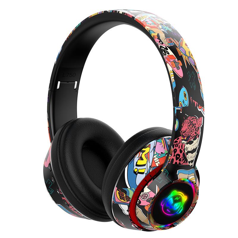 Модные наушники Graffiti Bluetooth: Беспроводные, шумоподавляющие, полноразмерные наушники для спорта и игр. Универсальная совместимость.
