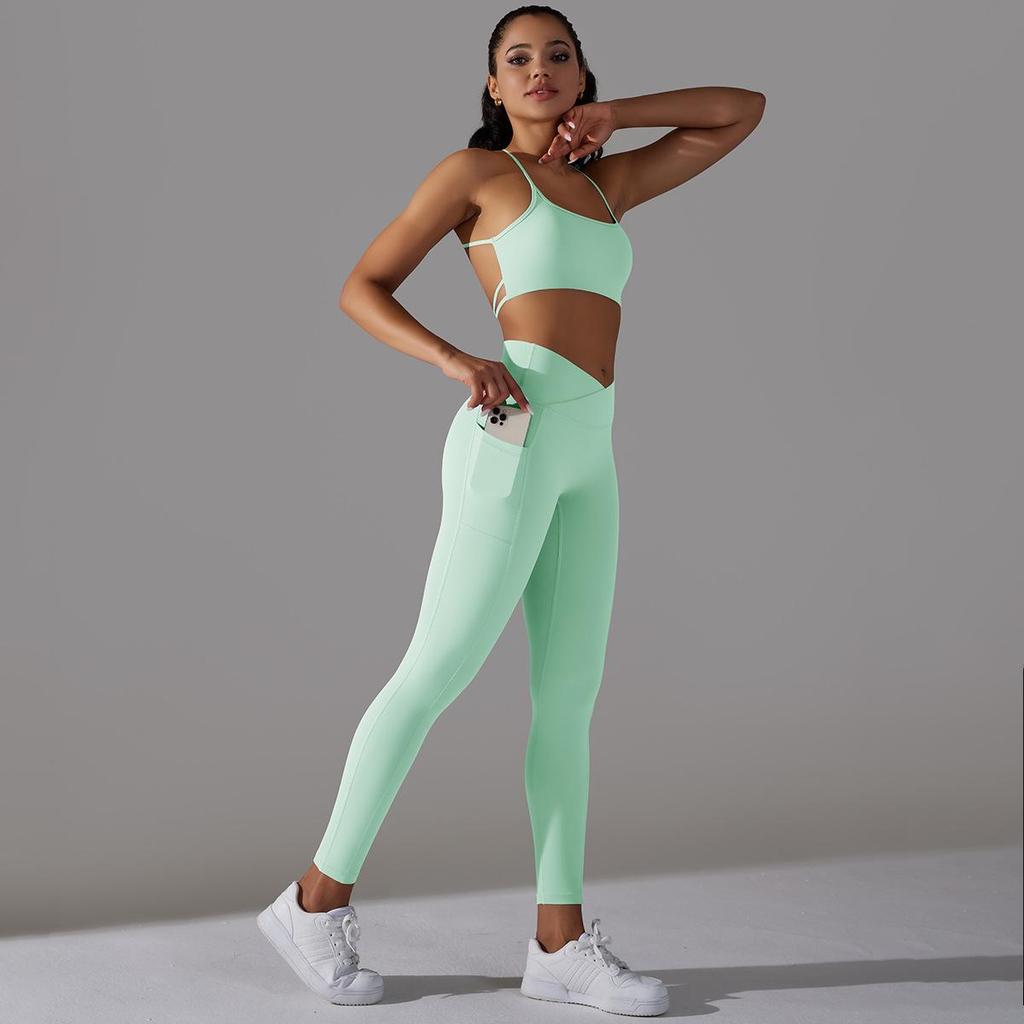 Buttery Soft Gym Set Women Yoga Clothing Nylon Sportswear High Waist Leggings 2 Piece Sports Suits