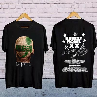 Футболка Chris Brown Breezy Bowl XX Tour, двусторонняя, унисекс, S-3XL, Подарок фанату, Хип-хоп