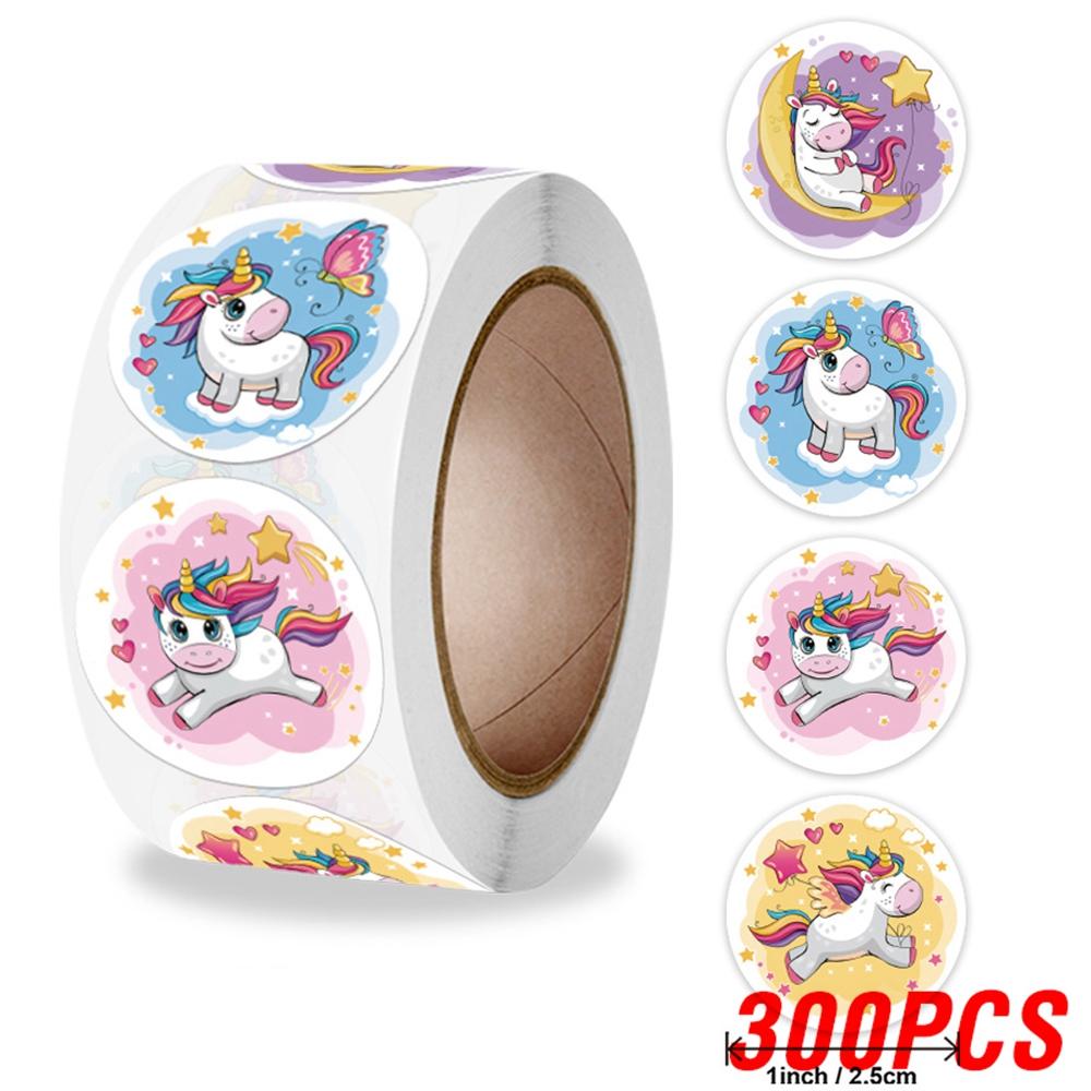 100-500 шт., наклейка с единорогом из мультфильма, детская наградная наклейка, подарочная декоративная этикетка, поощрение учителя, студенческие канцелярские наклейки