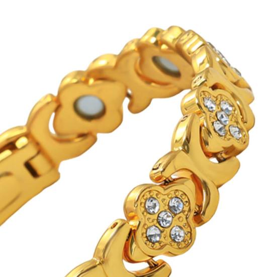 Женский браслет в форме цветка, инкрустированный сверкающими стразами, универсальный, с гальваническим покрытием, с гладкой поверхностью, украшение для наряда, подарок