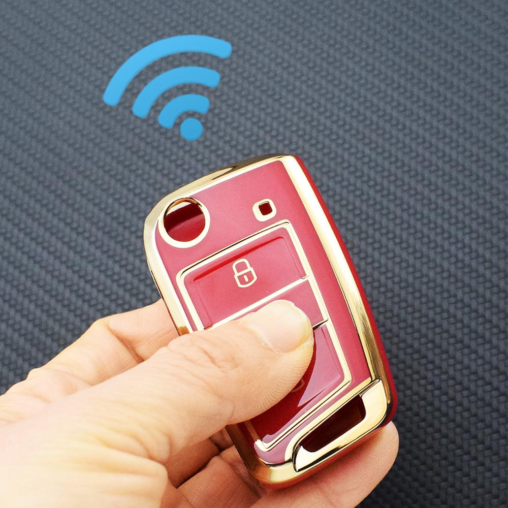 Чехол для автомобильного ключа из ТПУ для VW Golf 7 MK7 VII Tiguan Polo Skoda Octavia A7 Kodiaq Seat Ateca Leon с 3 кнопками