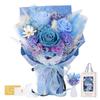 Preserved Bouquet of 4 Vase Never Graduation Popular for Popular for Birthday Present Flowers, Blue, Roses, Scented, Included, Withers, Ceremony,