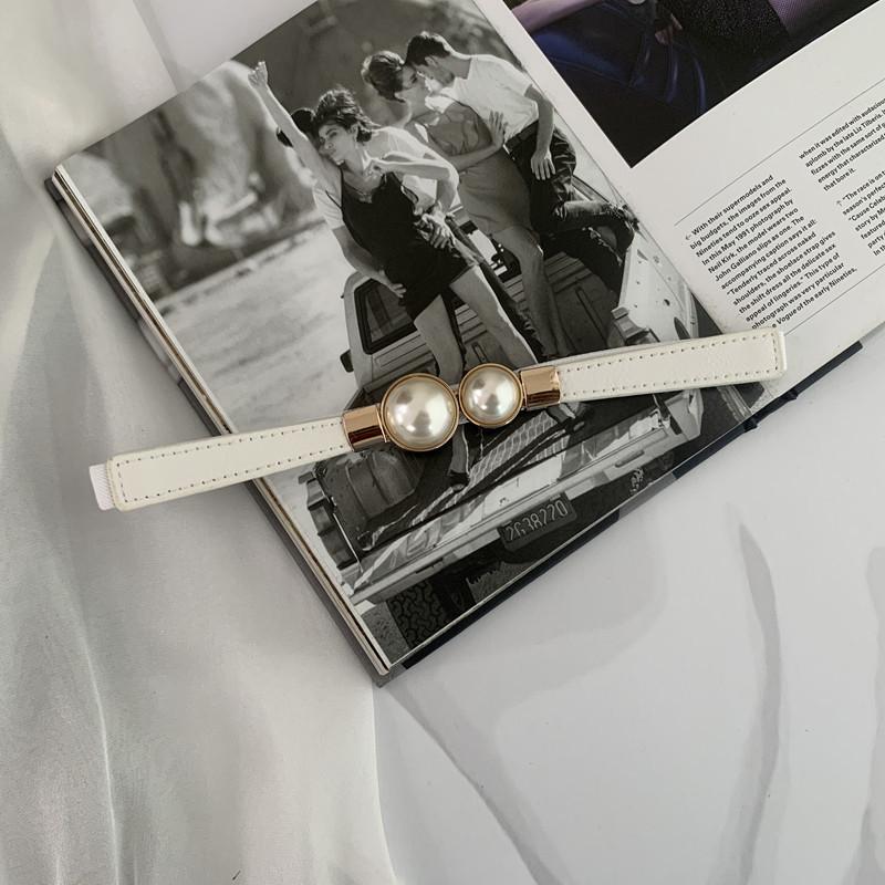 Роскошный женский ремень с креативным жемчугом и двойной пряжкой, эластичный пояс для элегантного платья, ремни для женской одежды, аксессуары