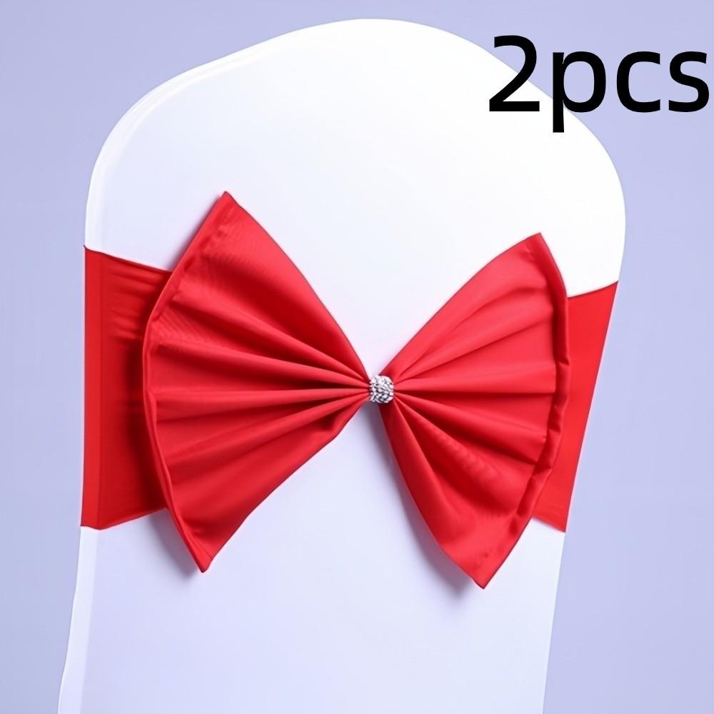 2pcs Vintage Chair Bow Tie Reusable Chair Back Ribbon Durable Satin Chair Sashes Band Party Event