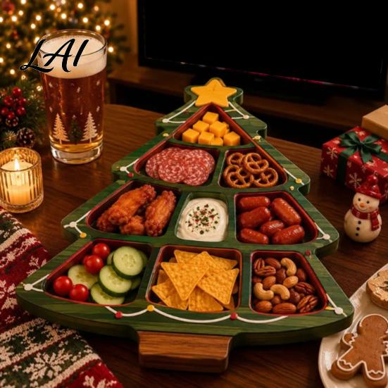 Snack Container for Dormitories Christmas Serving Tray Divided Holiday Appetizer Platter Cute Snowman/Tree/Penguin/Cow Shaped Party Supplies