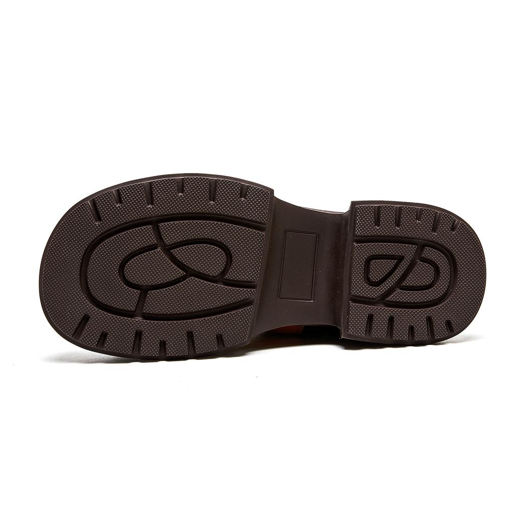 Fashion GKTINOO Autumn Winter Retro Women Genuine Leather Short Boots Square Heels Shoes Thick Sole Casual Ladies Platform Women's Boots