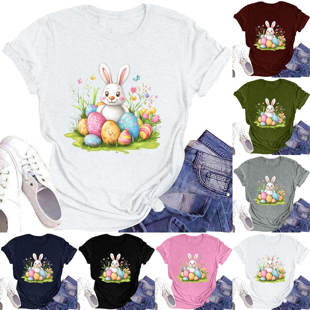 Women's Printed Round Neck Short-sleeved T-shirt Top