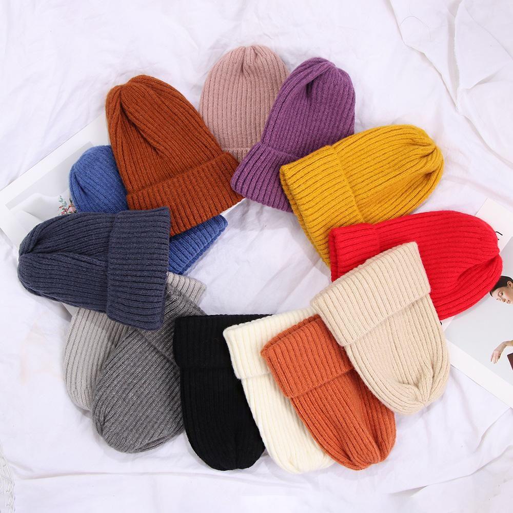 New Fashion Casual Hat Soft Hedging Cap Slouchy Bonnet Ski Hat Wool Knit Beanies