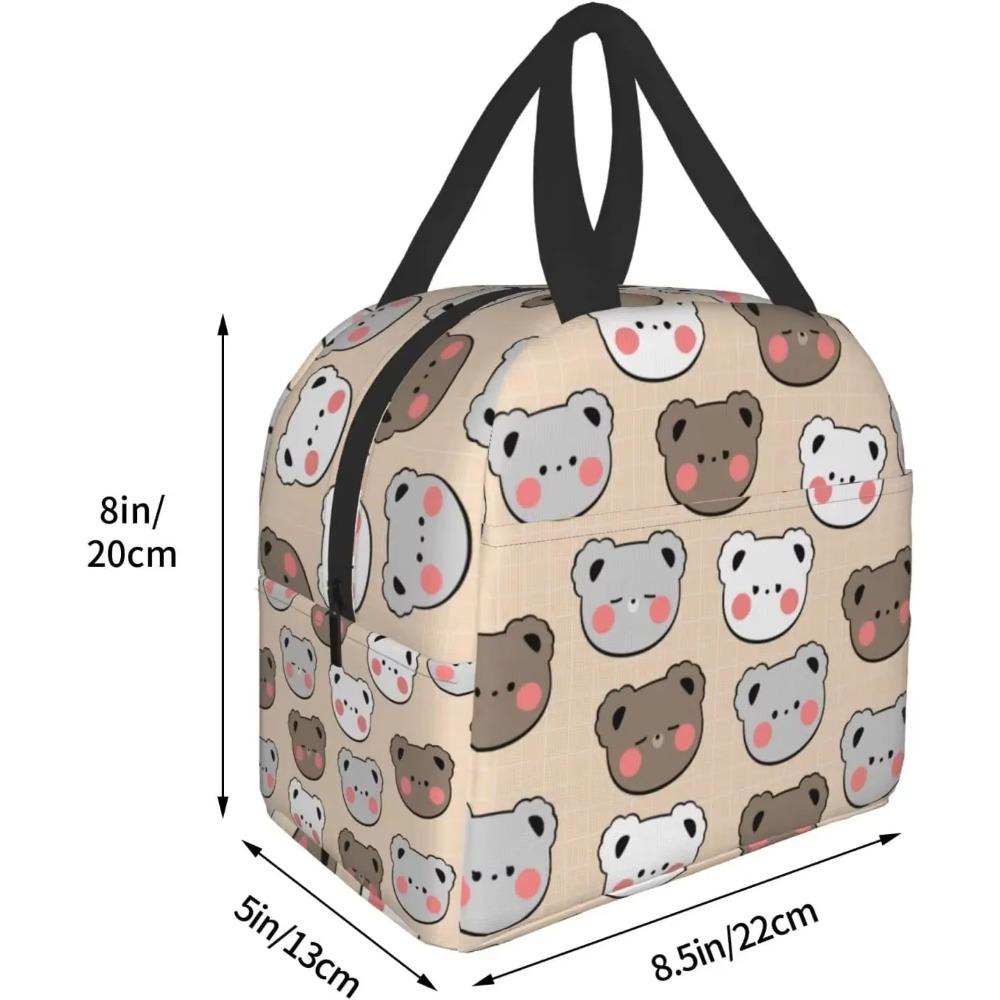 Ланч-бокс с рисунком кавайного медведя, сумка для бенто, изолированные ланч-боксы, многоразовая водонепроницаемая сумка для ланча с карманом для школы, офиса, пикника