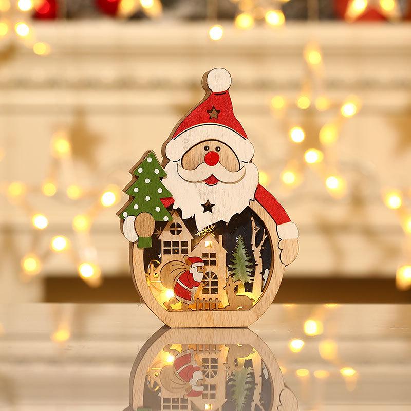 LED Santa Claus Wooden Ornament – Christmas Decoration & Gift