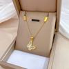 Light Luxury Butterfly Heart Zircon Pendant Necklace Stainless Steel Trendy Geometric Choker Jewelry Party Gifts For Women Girls