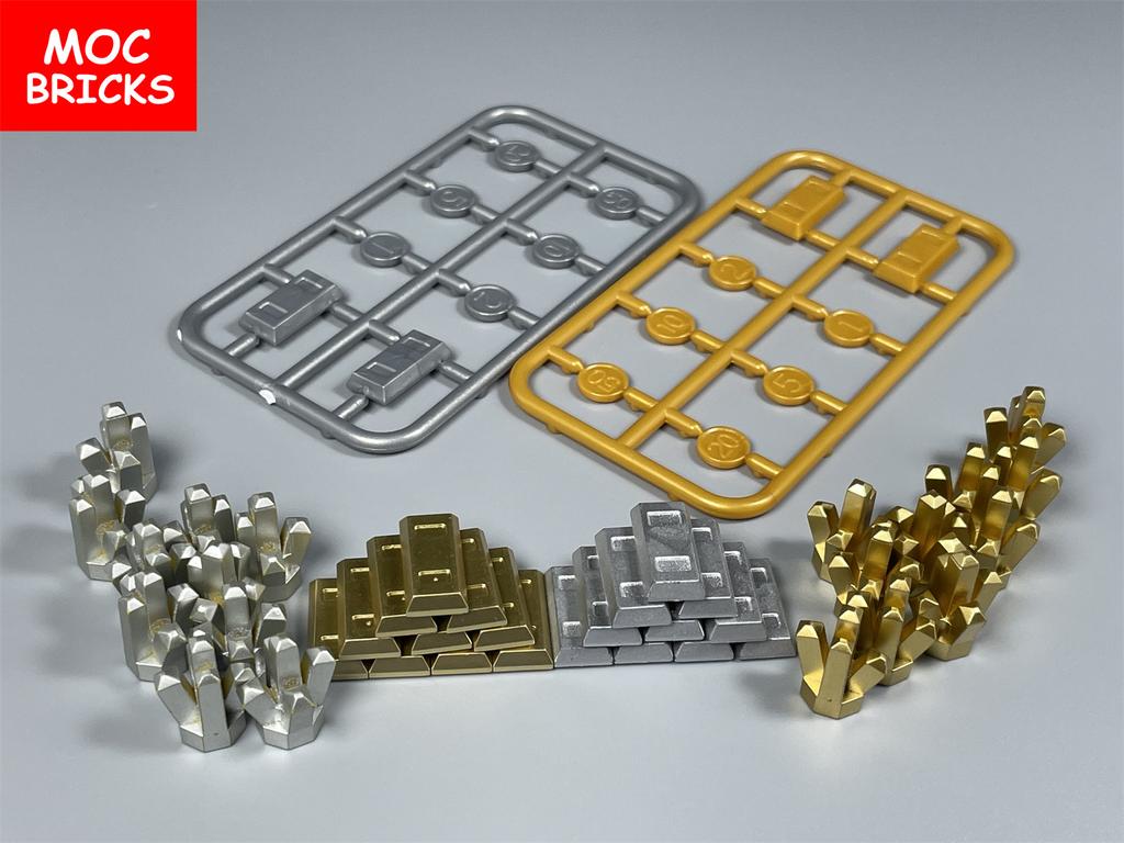 MOC Кубики Шкатулка с сокровищами Деньги Золотая монета Драгоценный камень Строительные блоки Образовательные Собранные детали Игрушки Для детей Подарок