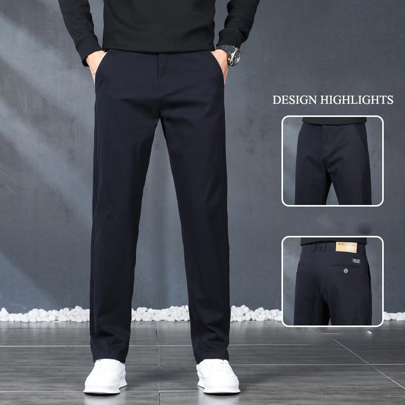 2024 Новые осенне-зимние повседневные брюки из чистого хлопка высшего качества для мужчин, деловые прямые свободные модные брюки, универсальные брюки