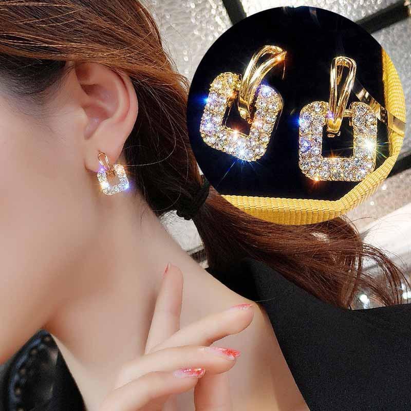 925 Silver Needle Korean Fashion Big Crystal Heart Earrings For Women Jewelry Trending New Luxury Women's Zircon Earrings