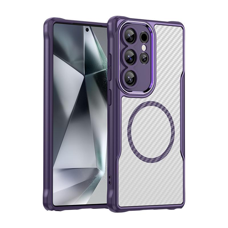 Samsung Galaxy S25 Ultra Case, Magnetic Carbon Fiber Transparent Phone Case Cover for Samsung Galaxy S25 Ultra