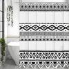 Vintage Geometric Decorative Pattern Shower Curtain, Bathroom Decorative Shower Curtain, Waterproof Shower Curtain with Hooks