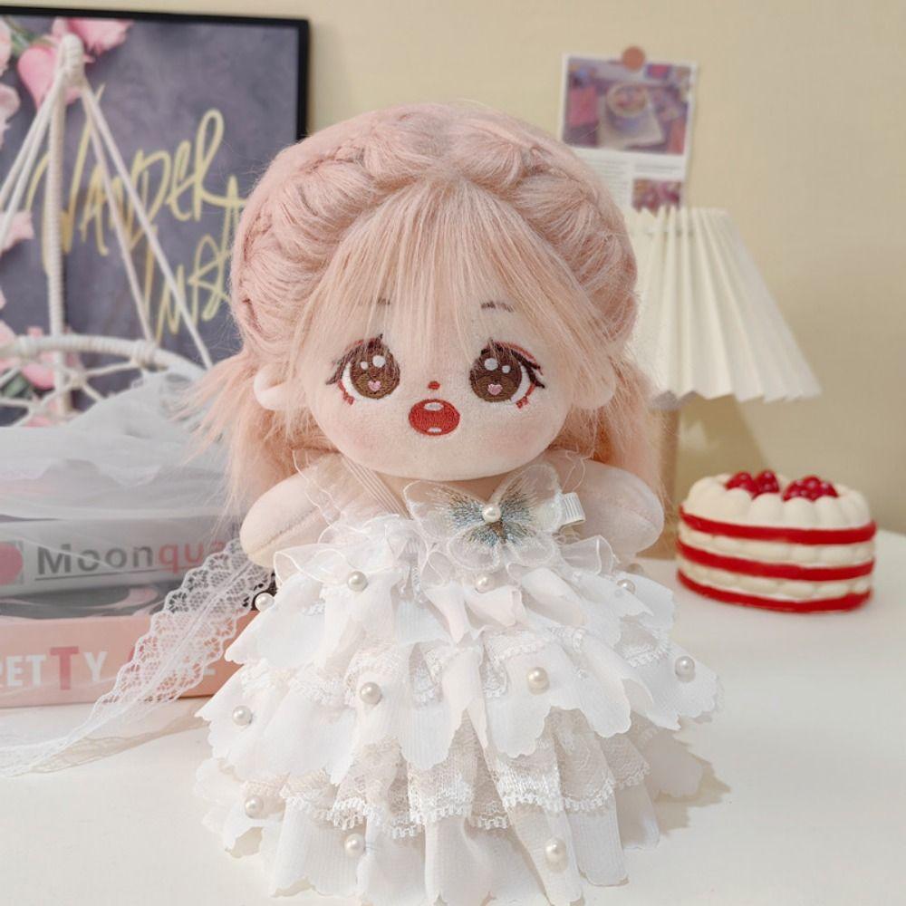 Wedding Dress Cotton Doll Outfit Dress 20cm Doll Flower Dress  DIY Keychain Pendant