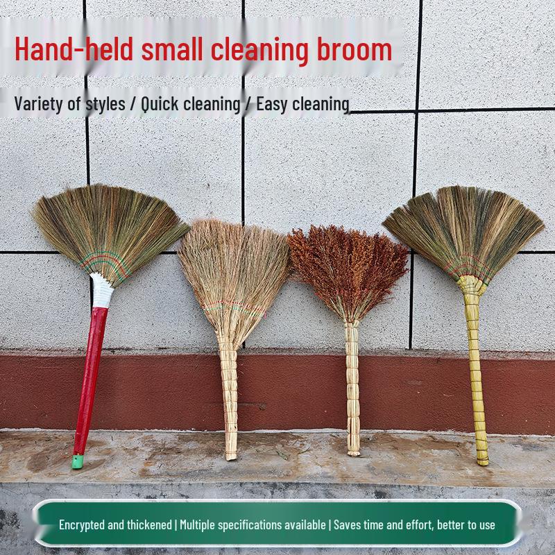 Handmade Red Pith Grass Broom for Indoor Cleaning