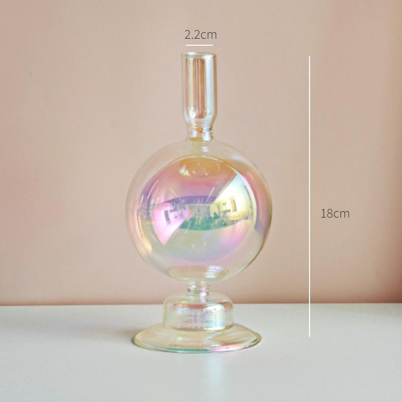 Glass Candle Holder Home Decor Nordic Rainbow Vase Flower Table Living Room Decoration Candlestick Holder for Wedding