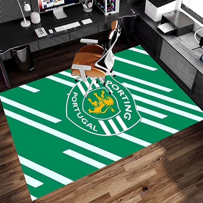 1pc Sporting CP logo Print Area Rug - Soft,Washable Non-Slip Indoor Mat for Office Chairs,Living Room,Home Office Decorative Rug