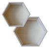 2 Hexagonal Wooden Shelves - 27 X 23.5 Cm and 30 X 26.5 Cm