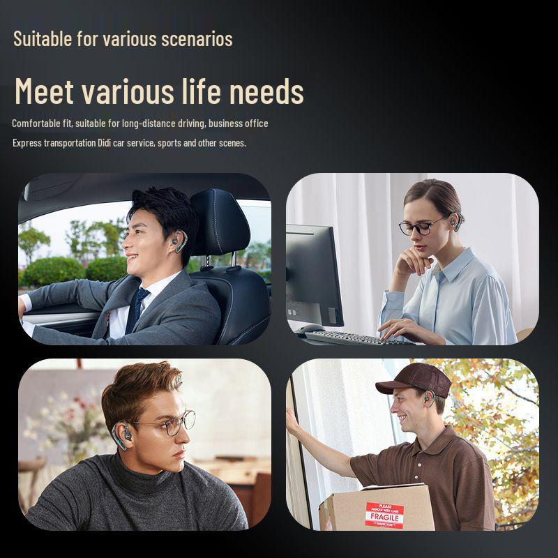 2025 Bluetooth Ear-Hook Headphones with Ultra-Long Battery Life, Compatible with Android, Apple, Xiaomi - Perfect for Business, Taxi, and Takeaway Use
