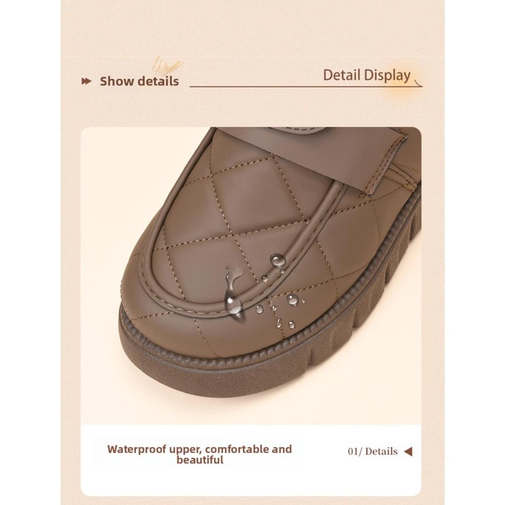 Winter Fleece Wool Fashionable Cotton Shoes, Comfortable Thick Soled Snow Boots for Women, Autumn Warm and Cold Resistant Cotton Boots