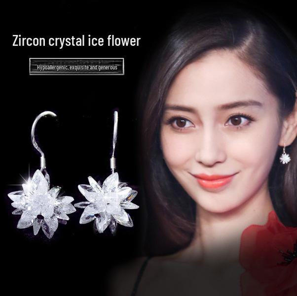 Корейские длинные серьги-игл S925 Silver Star & Moon Leaf Clover для женщин