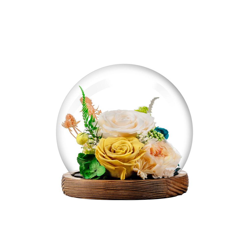 Yunnan Kunming Dounan Eternal Flower Glass Cover Gift Box Valentine's Day Mother's Day Christmas Gift, Straight Hair