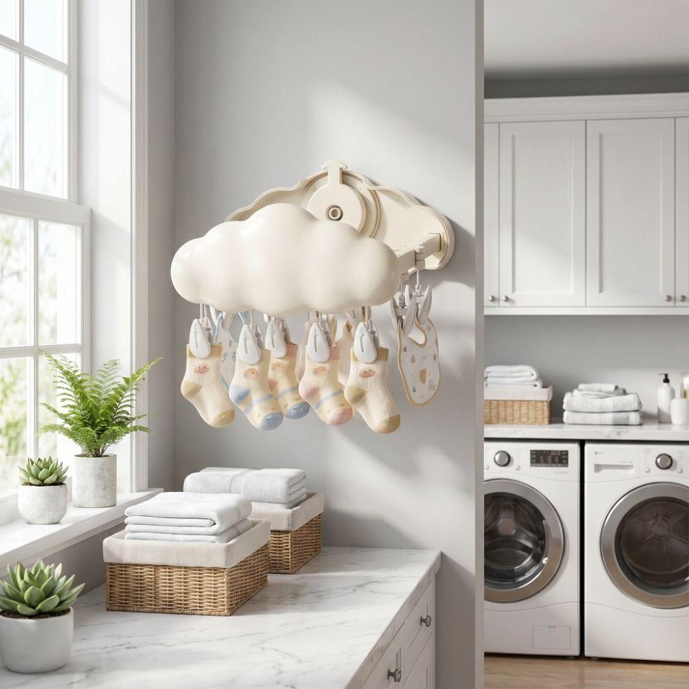 Expandable Folding Drying Rack Suction Cup Hanging Clothes Stand Baby Clothes Hanger  Home Use