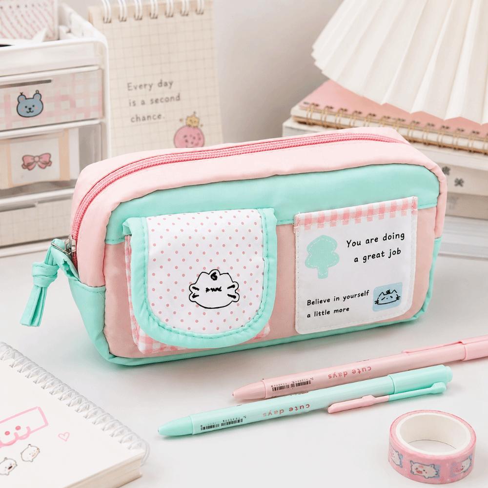Durable Cat Pen Bag Large Capacity Stationery Bag Simple Cartoon Pencil Case Office
