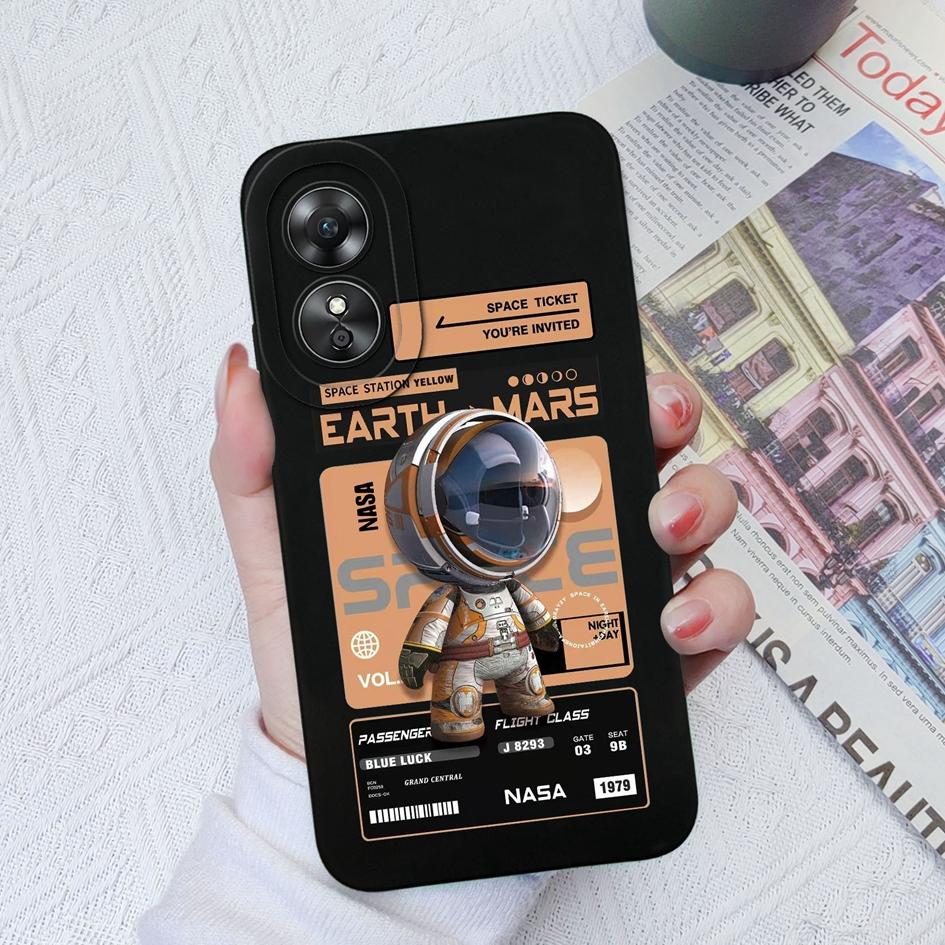 Чехол для телефона для OPPO A1 Pro 5G A9 A11 A15 A15S A17 A17K A33 A52, милый защитный чехол для камеры астронавта, жидкий силиконовый мягкий чехол для OPPO A58 Fundas Coque