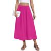 Women's Casual Fashion Solid Colour Big Hem Skirt Elasticated Loose Pockets Pleated Half-body Skirt (With Side Pockets)