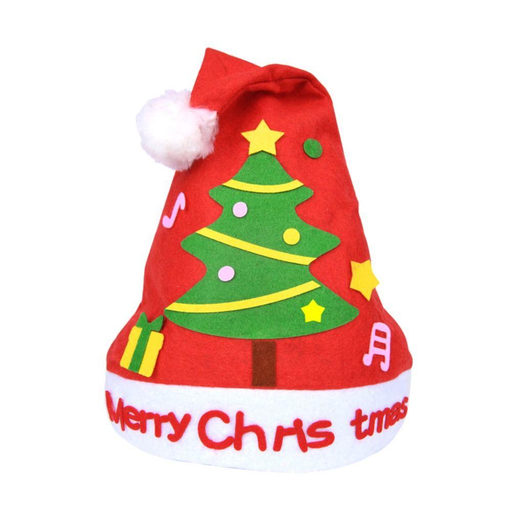 Non-woven Fabric DIY Christmas Hat Toy Santa Claus Kriss Kringle Hat Kids Xmas Arts Hats Toddlers