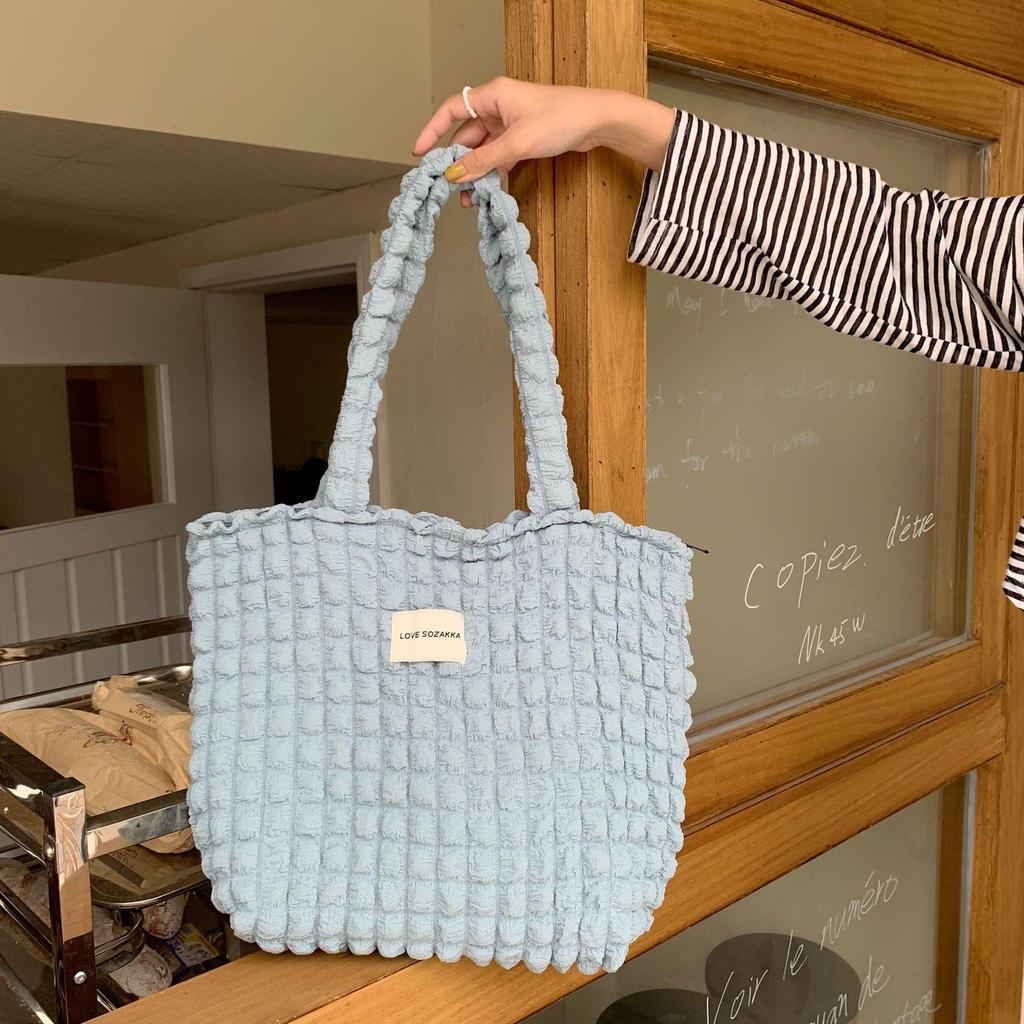 Японская холщовая сумка через плечо с облачным пузырчатым цветочным принтом для студенток