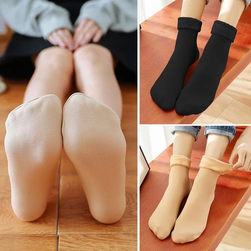 4-Pairs Winter Warmer Women Thicken Snow Socks Soft Solid Floor Sleeping Socks