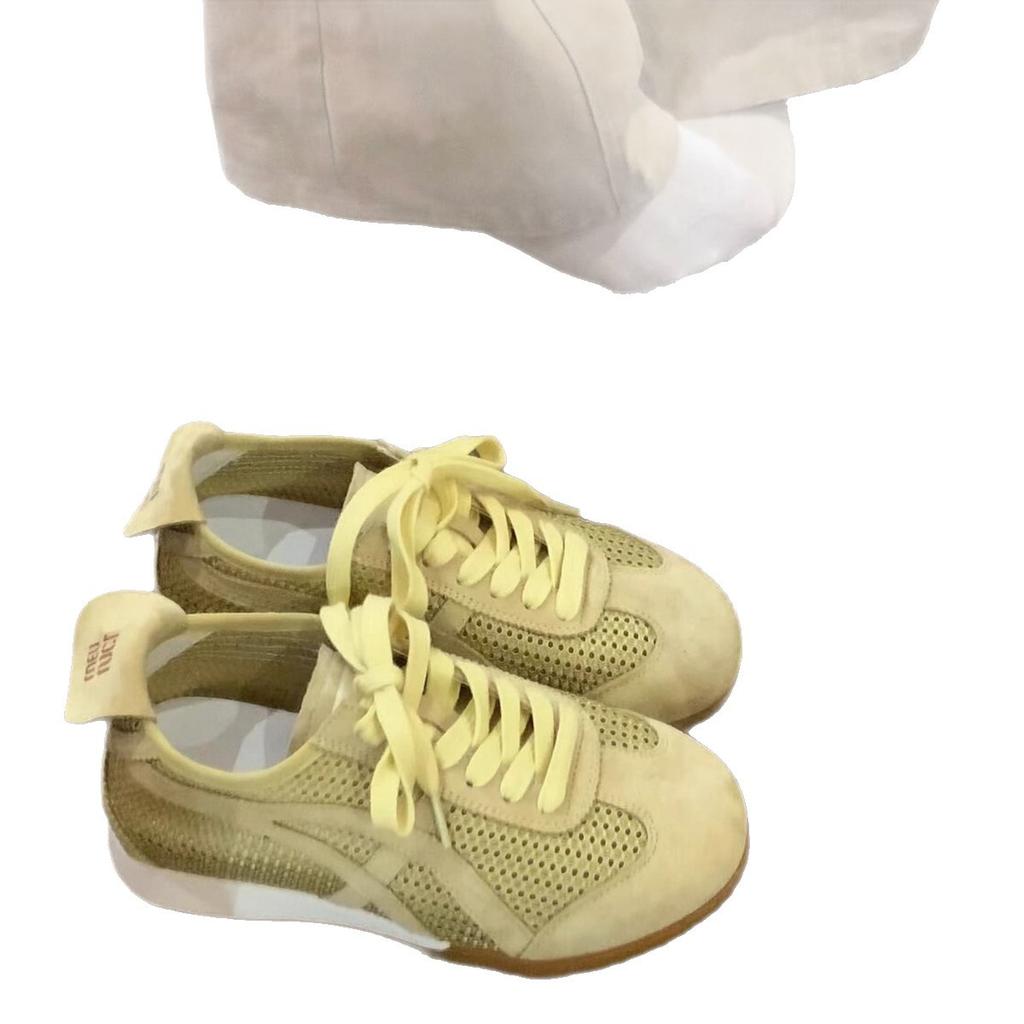 Сетчатые дышащие тренировочные кроссовки Forrest Gump женские 2025 новая летняя плоская белая обувь ретро повседневная спортивная обувь