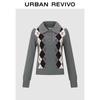 UR Women's Diamond Pattern Half-Button Knit Polo Sweater