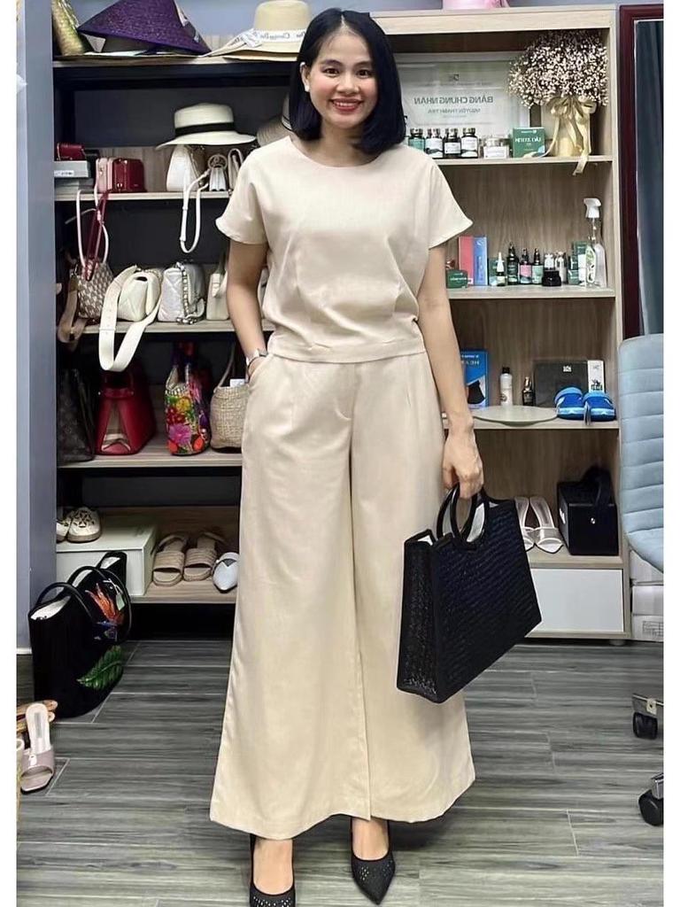 2023 International Solid Color Short-Sleeve Two-Piece Suit - Women's Elegant Commuting Outfit