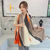 Fashion Geometric Letter Clashing Printed Silk Scarf Lijin Satin Long Scarf Travel Holiday Air Conditioner Shawl