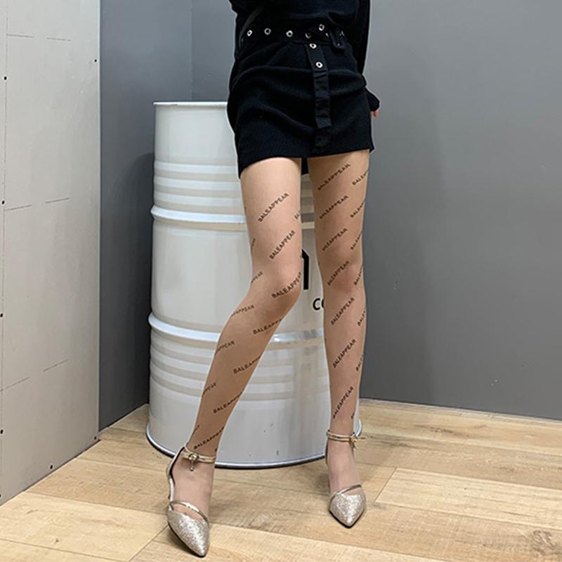 Летние женские сексуальные чулки, колготки с буквенным принтом, носки, чулки, прозрачные колготки, дикие тонкие носки