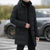 Мужской зимний утепленный полудлинный пуховик с капюшоном - Теплая универсальная верхняя одежда