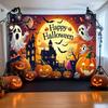 Halloween Photography Backdground SpiderWeb Pumpkin Moon Trick or Treat Kid Happy Halloween Party Deco Polyester Backdrops Props