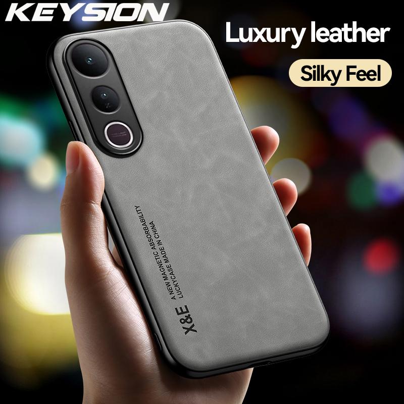 KEYSION Роскошный ретро чехол из искусственной кожи для телефона VIVO V50 Lite 5G, мягкий силиконовый + противоударный чехол для телефона из поликарбоната для VIVO V50 Lite