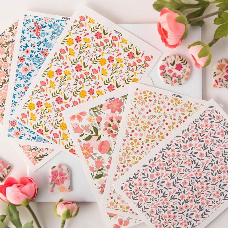 Бумага с водным переносом для глины для DIY-серьг из глины, Цветочный лист для переноса на глину, Бумага с цветами для керамической эмали, Декаль