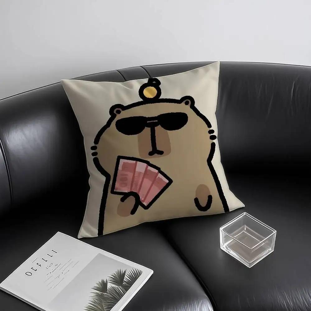 Милый мультяшный компаньон Капибара Наволочка Антипылевой клещ Наволочка Невидимая молния Шелковистый короткий плюш Чехол для диванной подушки